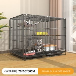Heavy Duty Pet Cage with Poop Tray Foldable - Large Spacious Collapsible Dog Cage Cat Cage for Dog Cat Rabbit Puppy