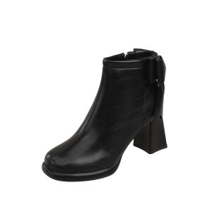 IELGY womens heightened bowknot chunky heel ankle boots with martin boots