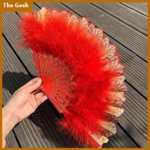 [The Gesh] Lolita Feather Folding Fan Fairy Dark Gothic Court Dance Wedding Party Decor