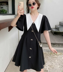 COCOEPPS Đầm Ngắn Tay Cổ Búp Bê Mới Mùa Hè GG