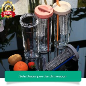 BOTOL MINUM REKOMENDED UNTUK GYM KE KANTORPERJALANAN/DI LUAR RUMAH| BOTOL MINUM INFUSER 1000 ML| BOTOL MINUM INFUSED WATER DENGAN SEDOTAN LIPAT| BOTOL MINUM TRANSPARAN| BOTOL MINUM OLAHRAGA| BO