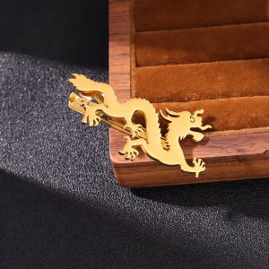 MYCOLOR Ancient Zodiac Dragon Tie Clip Chinese Style Ethnic Chinese Dragon Tie Pin Fashion Jewelry Loong Necktie Buckle Concert Accessories