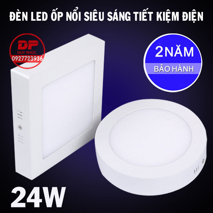 ĐÈN LED ỐP TRẦN TRÒN - VUÔNG  , ÁNH SÁNG TRẮNG  18W , 24W , LOẠI TỐT , BẢO HÀNH 2 NĂM ĐỔI MỚI
