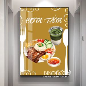 Tranh treo tường tráng gương cơm tấm 14 trang trí decor quán nhà hàng