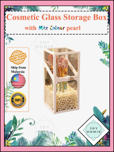 Makeup Brush Storage Box Ins Style Transparent Glass Minimalist Cosmetic Organizer (Ready Stock)