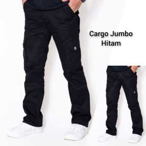 Celana Cargo Panjang Jumbo Pria PDL Bigsize Kargo Hitam Ukuran Besar 36 37 38 39 40 41 42 43 44 45