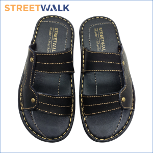 Streetwalk Marikina Made Classic Leather Men Sandals Two Strap Black/Brown - Comfortable Slides for Men (Item code: MS-304)