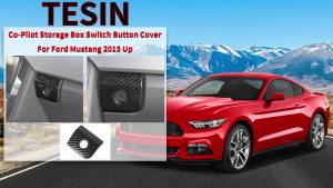 HH8 TESIN Car Passenger Co-driver Side Storage Switch Button Cover Trim Styling Decoration Sticker For Ford Mustang 2015-2022 5T9N4