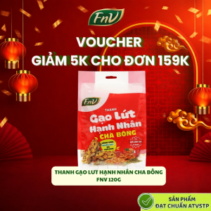 Thanh gạo lứt hạnh nhân chà bông ăn vặt không đường ít calo FNV 1 gói 120g