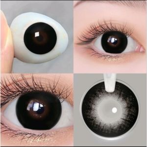 (Free Case) X2 SOFTLENS - Koko Black Jetblack/Stone Normal dan Minus Dia 14.5mm
