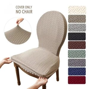 KENJE T-Jacquard Dining Chair Cover Elastic Wedding Curved Chair Protector Nordic Chair Seat Slipcover Kitchen Living Room
