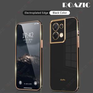 ROAZIC For OPPO Reno8 5G/Reno8 Pro 5G Phone Case Straight Electroplate Edge Casing Soft Silicone Full Cover Protection Luxury Back Cover Reno 8