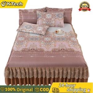 【Free Shipping】 3pcs Bed Sheet Set with Ruffle Summer Mattress Protector Machine Washable Elegant Home Decoration