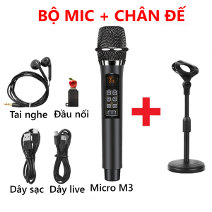 Micro Livestream Karaoke Thu Âm M3 Chuyên Nghiệp Âm Thanh Hay Pin Trâu Kết Nối Ổn Định Nhỏ Gọn