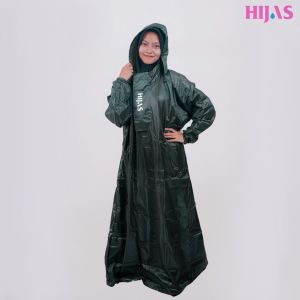 HIJAS Jas Hujan/ Mantel/ Mantol Gamis Hijaber Sleting Zipper di Dada