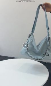 Fashion Casual Soft Fabric Bag Solid Bright Color Large Storage Metal Bead Chain Decor Ladies School Travel Crossbody Bag