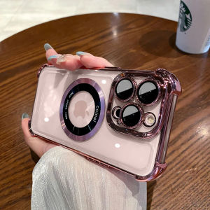 🇹🇭THSO🔥2024มาใหม่.จัดส่งทันที🔥เคสไอโฟน 11 เคสไอโฟน 13เคสโทรศัพท์ชาร์จไร้สาย Magsafe หรูหราสำหรับ iPhone 15 11 12 13 14 Pro Max Plus แม่เหล็กใสฝาครอบบัมเปอร์ชุบด้วยไฟฟ้าสถิต