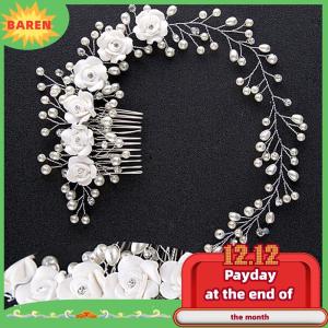 BAREN เครื่องประดับผมแต่งงานสุดหรูสำหรับเจ้าสาวหวีผมมุกทำมือเครื่องประดับผมใหม่