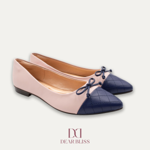 DEAR BLISS Camila Bow Two-Tone Tea Rose Pointed Flats