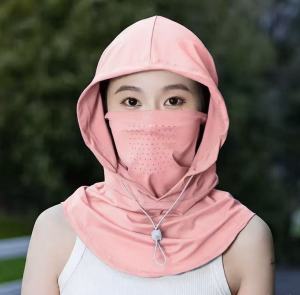 Full-face sunscreen mask for women summer breathable ice silk mask UV protection driving veil neck protector neck cover for cycling