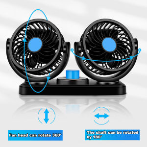 Vehicle-mounted fan 12V/24V car large truck high-power powerful silent air-conditioning refrigeration double-head adjustable angle