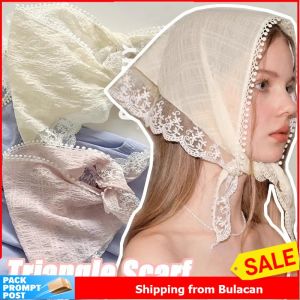 1PC Fashion Spring Flower Lace Triangle Hair Scarf Women Ins Style Headscarf Bandana Sweet Kerchief