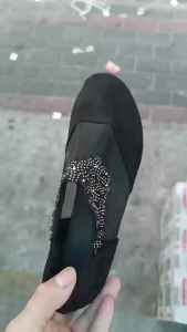 [Free Shipping] 2026 Summer Mesh Breathable Rhinestone Single Shoes Suede Hollow New WomenS Shoes Soft Sole MomS Leather Shoes Ladies Sandals