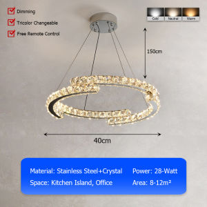 LANTU Rectangle LED Chandelier with Remote Dimming Modern Acrylic Hanging Light for Dining Table Living Room Kitchen Restaurant Lighting