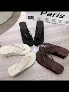 [Free Shipping] 2026 New High-Heeled Flip-Flops For Women Summer Non-Slip Outdoor Travel Beach Sandals For Girls Simple Design