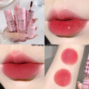 Yicenmy Gege Bear Velvet Matte Lip Gloss Double-Ended Lip Tint Silky Smooth Lip เคลือบริมฝีปากที่ยาวนาน
