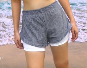 Pink Salmon Clothing ACID GREY WHITE High Rise 2in1 Sports Shorts (ONLY) Activewear