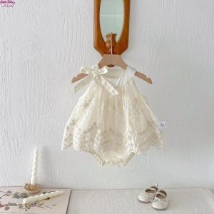 2026 Baby Girl Clothes Cotton Lace Embroidery Bow Romper Dress 0-2Y Baby Girl Birthday Photo Outfit Sleeveless Princess Bodysuit2026