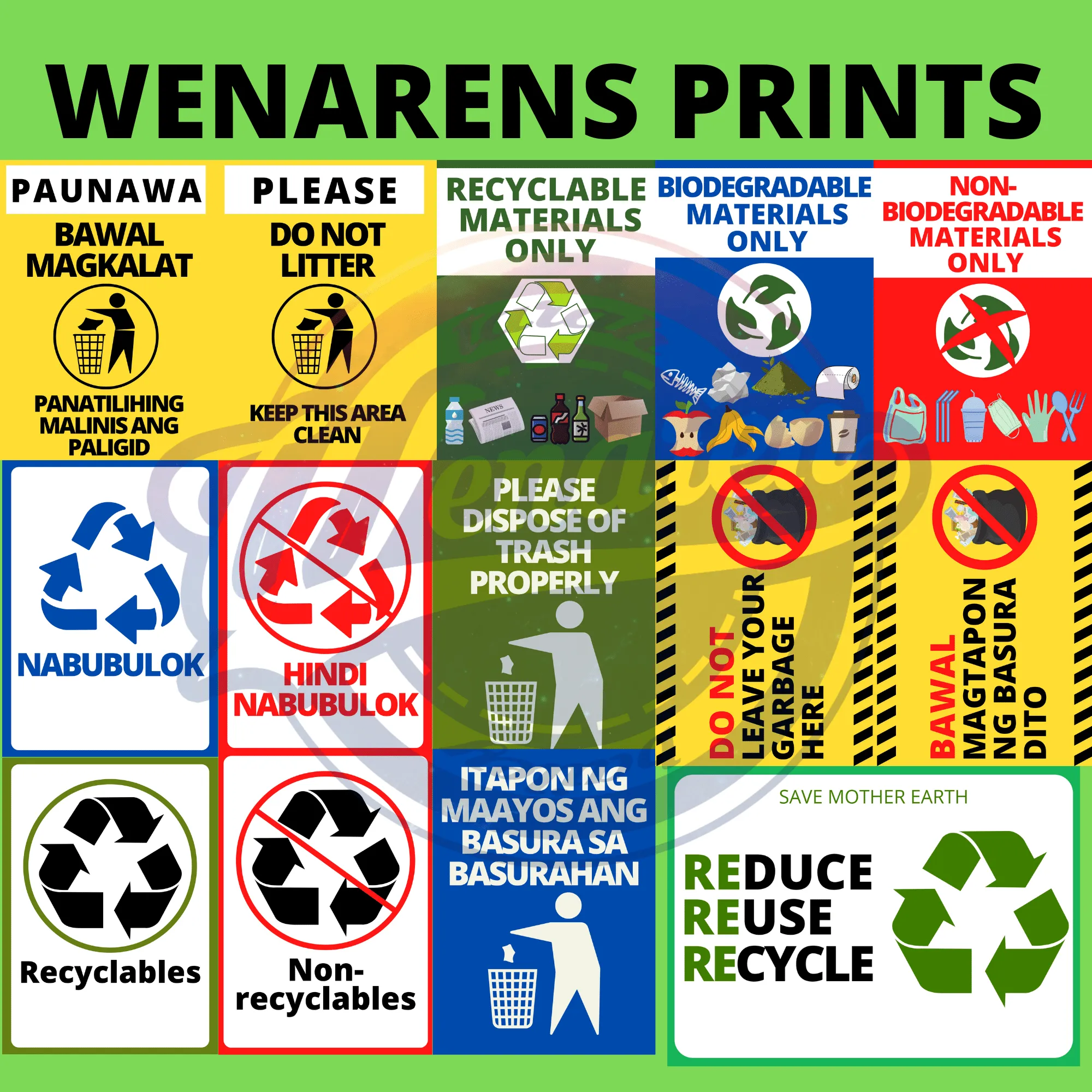 Recycle Biodegradable Bawal Magtapon Reuse Laminated & PVC Sign ...