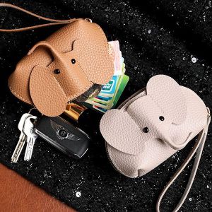 O-KAY Elephant Wallet Pouch Solid Color Water-proof PU Leather Coin Purse Zipper Large Capacity Women Card Bag Card Organizer Ladies Handbag Wristband Wallet