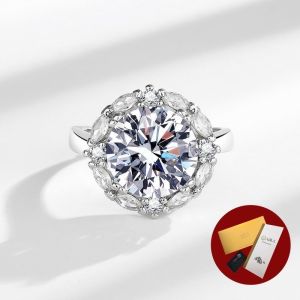 Diamcity (Free Gra Certificate) Moissanite Set Perhiasan Cincin Perak 925 Anting Liontin Kalung