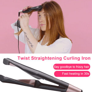 Twist Straightening Curling Iron Professional 2 in 1 Curling Iron Hair Straightener Tourmaline Ceramic Curler LCD Display Negative Ion Flat Iron Fast Heating 直卷发器