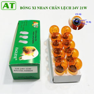 Hộp 10 bóng đèn xi nhan ô tô chân cài lệch 150 độ 24v 21w Auto Tech màu vàng 1 tóc