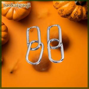 tuokaiguoji Personalized Geometric Oval Earrings Cool Design Metal Style Ear Clips Simple And Versatile Earrings