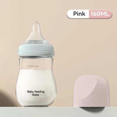 Mumystation 80/160ml Botol Susu Baby Glass Feeding Bottle Wide Neck Baby Milk Bottle Preferred Glass Baby Bottle BPA Free