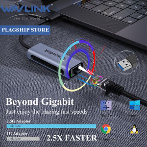 【2.5G】Wavlink Aluminum 2500Mbps USB C and USB 3.0 Gigatonal Ethernet Adapter Hybrid 2-in-1 Gigatonal Network Adapter Compatible with USB C/Thunderbolt 3 or USB 3.0 Laptop