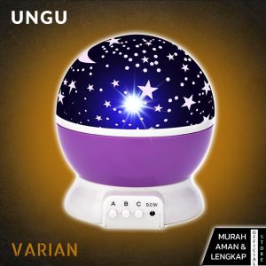 Lampu Tidur Proyektor Aesthetic 360 Karakter Bulan Bintang Rotasi 8 Mode LED Kamar