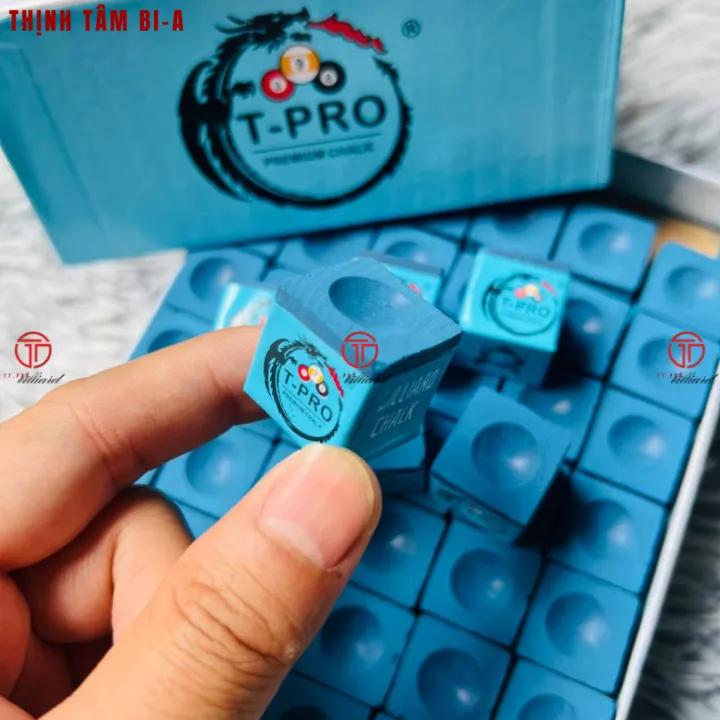 Thịnh Tâm - Hộp 144 Viên Lơ Bida T-Pro Xanh Xám Bám Đầu Cơ, Phấn Lơ Cơ Bi-a TPRO Mịn, Ít Bụi