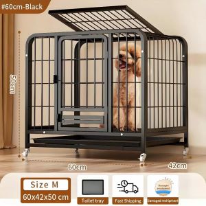 5Y Warranty New Heavy-Duty Steel Dog Cage with Interactive Skylight Pull-Out Tray and Wheels - Large Space Pet Crate for All Breeds