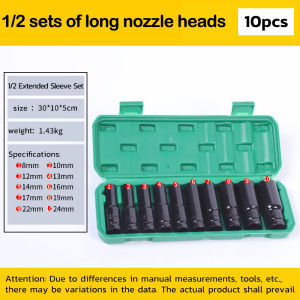 Impact Wrench Socket 10pcs Set Deep Socket Wrench Set Deep Socket 1/2 Drive Impact Wrench Socket Adaptor Sucket Wrench Hex Socket Set impact Wrench Adapter Tool Set