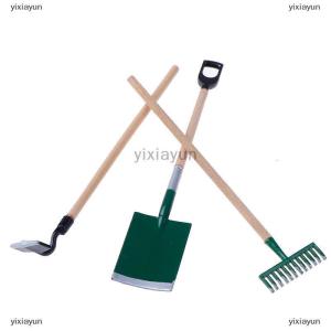 [COD] yixiayun 3psc Set Metal Garden Spade Rake Tools For Dolls House Miniatures Accessories