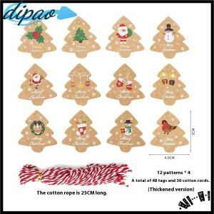 【dipao】 48pcs Xmas Tree Tags Gift Bags Hanging Kraft Paper Tag Retro Christmas Candy Cookies Packaging Supplies Noel Navidad Decoration