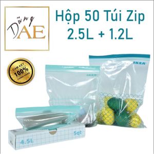 Hộp 50 Túi Zip Lock Đựng Thực Phẩm Cao Cấp IKEA ISTAD Hàng Chính Hãng (25L + 12L)