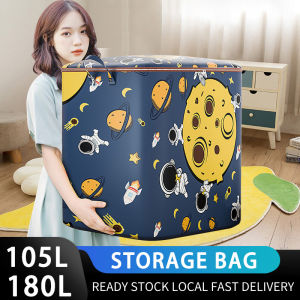 Clothes storage box Household large capacity 180L/105L clothing finishing box Dust bag Zipper storage box Beg dan Kotak Simpanan Baju
