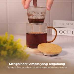 cod Gelas Cangkir Teh Tea Cup Mug with Infuser Filter dengan saringan rempah kopi