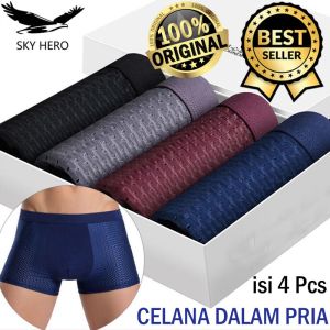 Celana Dalam Pria Boxer 4 Pc Brief Man Underwear Kolor Sempak Dewasa Import Pendek Polos Nyaman